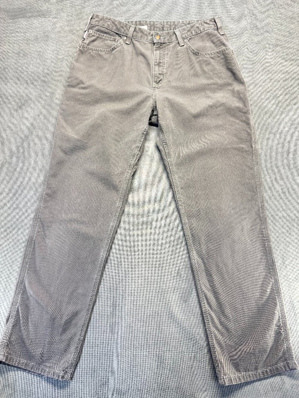 Carhartt Womens Canvas Work Pants Size 14 Olive Gray Straight Leg Cotton WB159